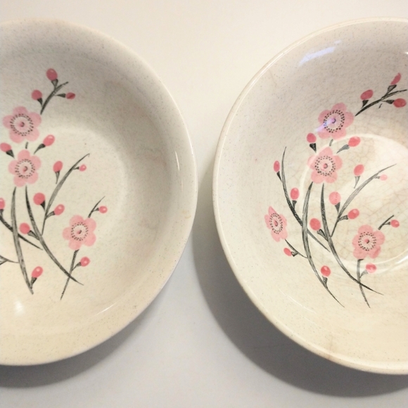 2x Sovereign Potter's Floral Pink Bowls - Picture 1 of 3